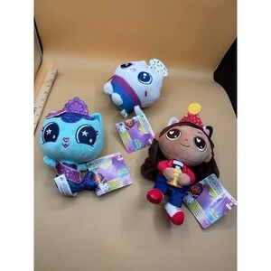 Gabby's Dollhouse Purr-ific Party Plush Toys Set - Gabby Girl/Cakey Cat/MerCat